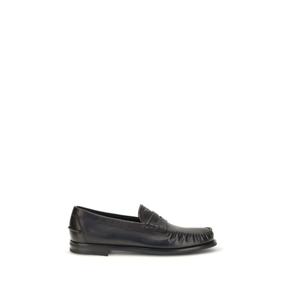 Prada Black Calf Leather Bos Taurus Slip-On Men's Loafers